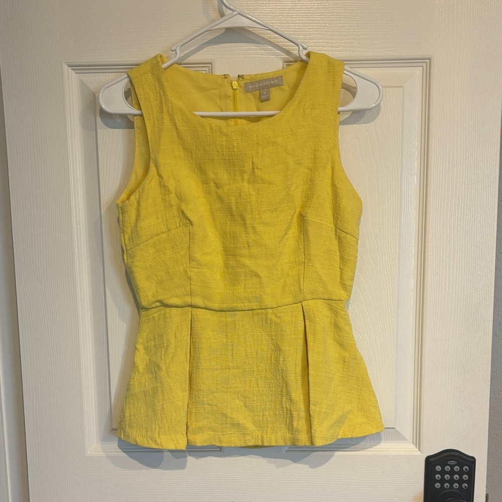Banana Republic Yellow Textured Sleeveless Blouse
